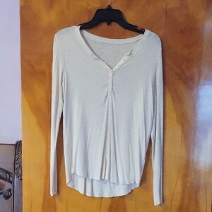 Gray Long Sleeve Buttoned Polo Blouse